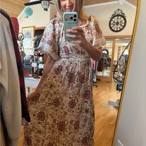 POL Floral Maxi Dress in Cream and Red